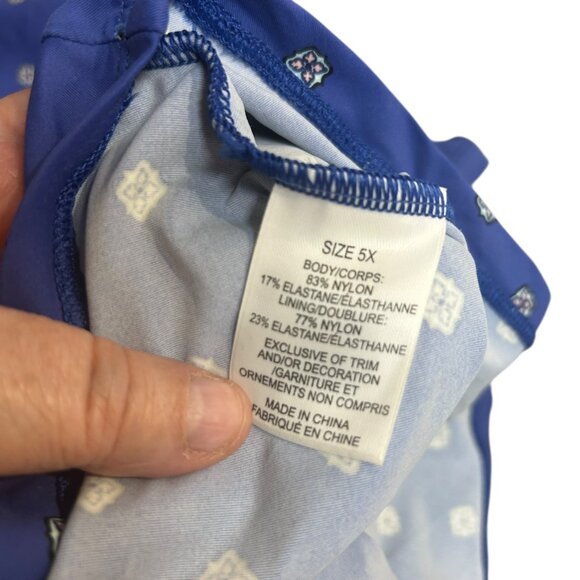 In Every Story Blue Underwire Padded Adjustable Strap Tankini Top Plus Size 5X - Picture 5 of 5